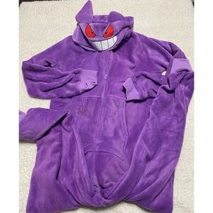 Gengar Pokemon  Size Adult S/M Costume Purple  Button Up Romper